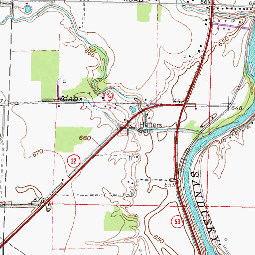 Topographic Map of Halters Cemetery, OH