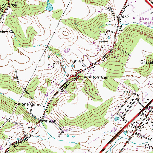Topographic Map of Hamilton Cemetery, OH