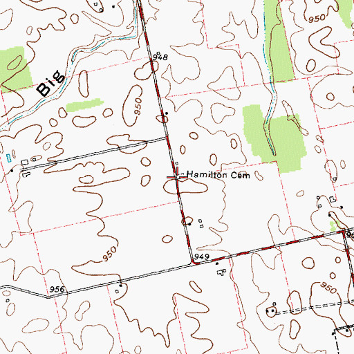 Topographic Map of Hamilton Cemetery, OH