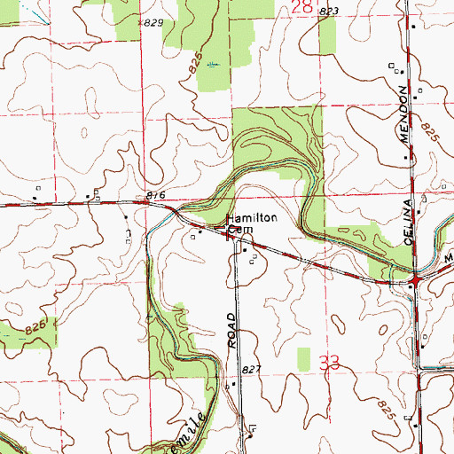 Topographic Map of Hamilton Cemetery, OH