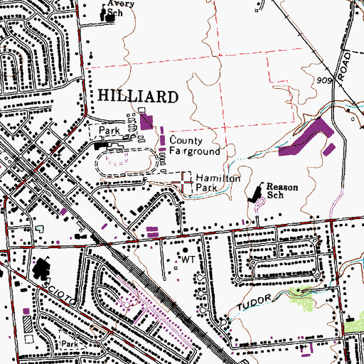 Topographic Map of Hamilton Park, OH