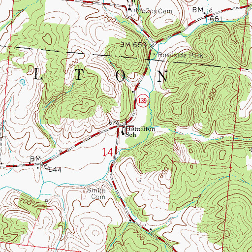 Topographic Map of Hamilton School, OH