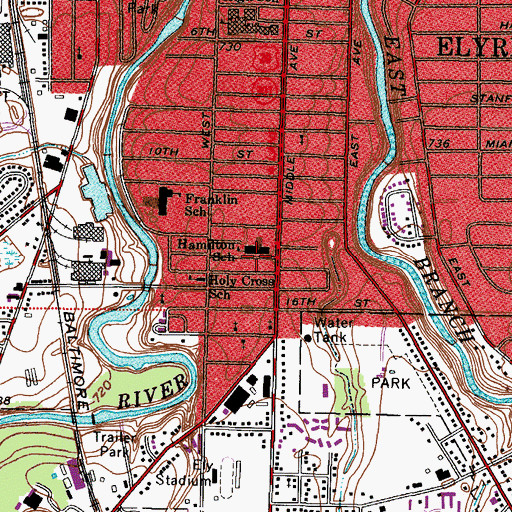 Topographic Map of Hamilton School, OH