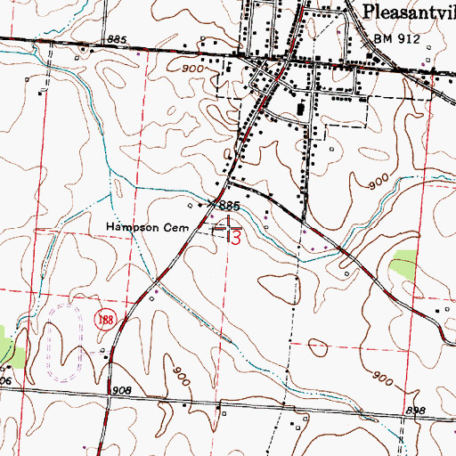 Topographic Map of Hampson Cemetery, OH