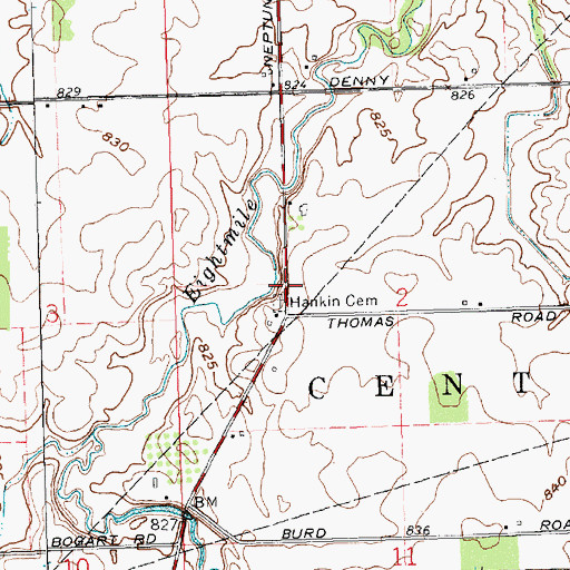 Topographic Map of Hankin Cemetery, OH