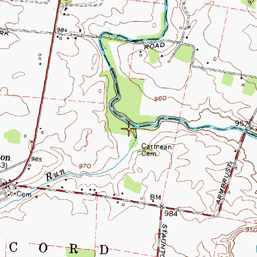 Topographic Map of Hankins Run, OH