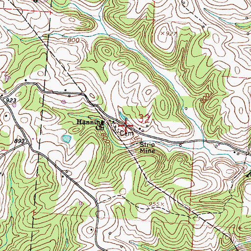 Topographic Map of Hanning Church, OH