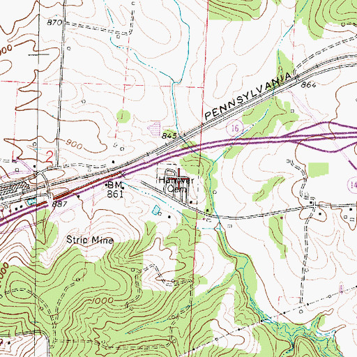 Topographic Map of Hanover Cemetery, OH