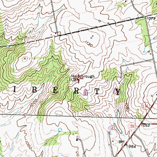 Topographic Map of Hansbrough Cemetery, OH