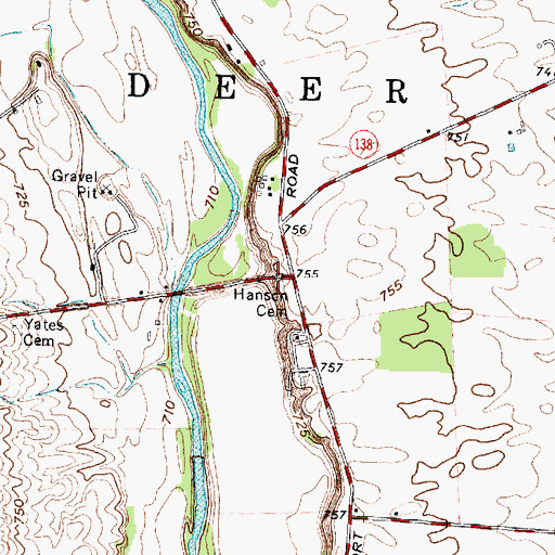Topographic Map of Hanson Cemetery, OH
