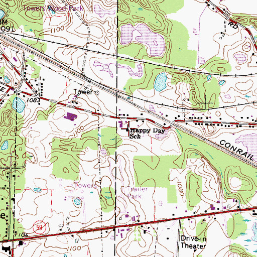Topographic Map of Happy Day School, OH