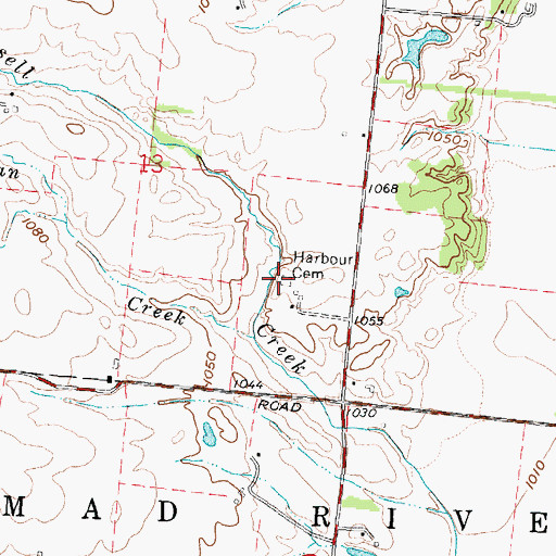 Topographic Map of Harbour Cemetery, OH