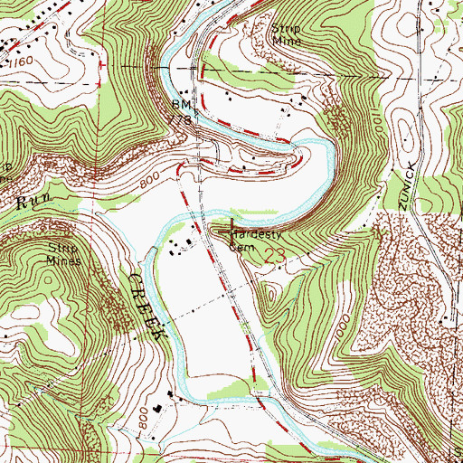 Topographic Map of Hardesty Cemetery, OH