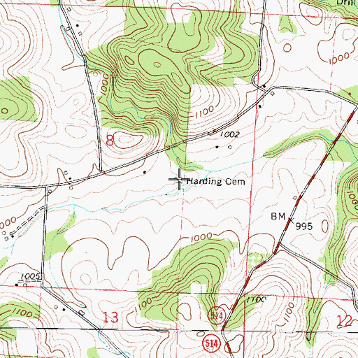 Topographic Map of Harding Cemetery, OH