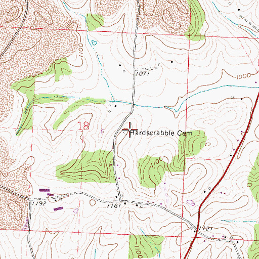 Topographic Map of Hardscrabble Cemetery, OH