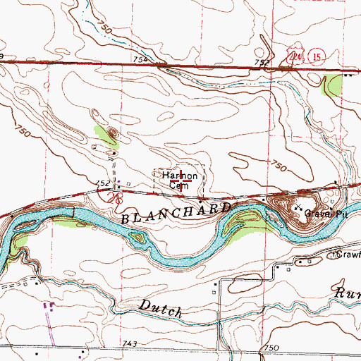 Topographic Map of Harmon Cemetery, OH