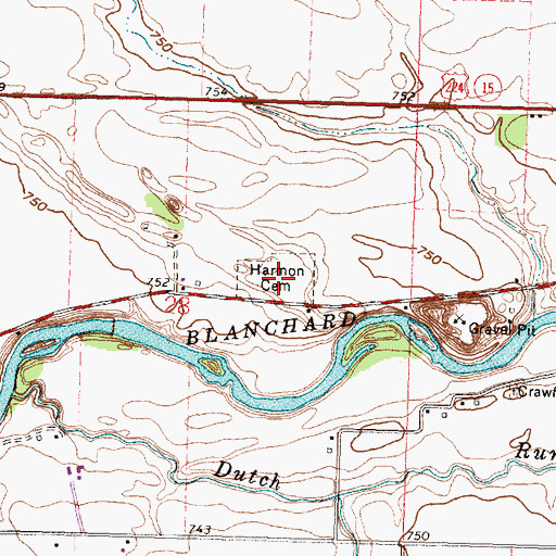 Topographic Map of Harmon Cemetery, OH