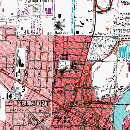 Topographic Map of Harmon Field, OH