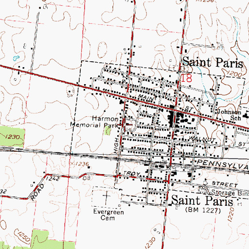 Topographic Map of Harmon Memorial Park, OH