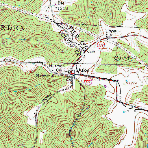 Topographic Map of Harmon-salt Creek Church, OH