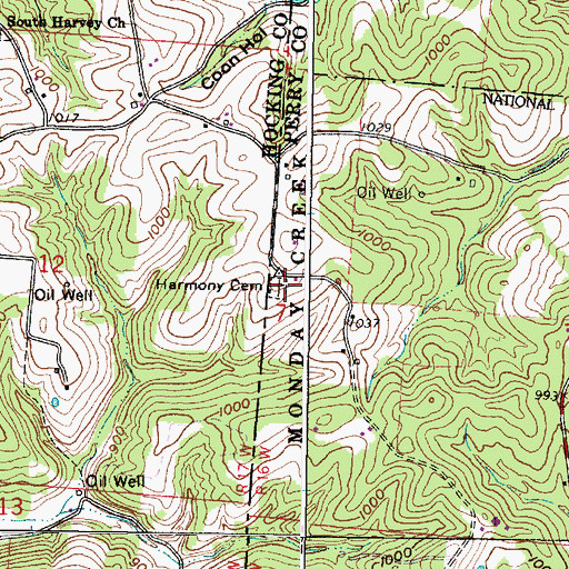 Topographic Map of Harmony Cemetery, OH