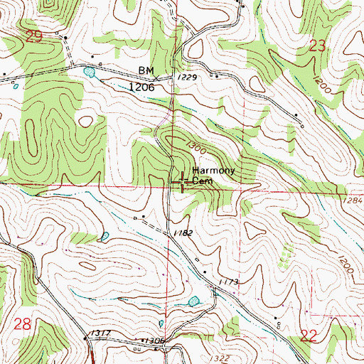 Topographic Map of Harmony Cemetery, OH