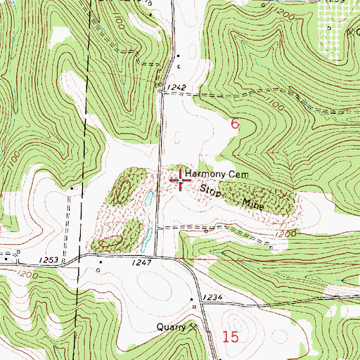 Topographic Map of Harmony Cemetery, OH