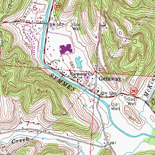 Topographic Map of Harmony Church, OH