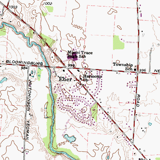 Topographic Map of Harmony Church, OH