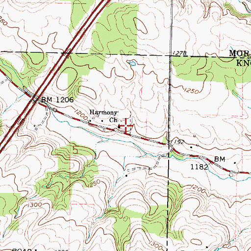 Topographic Map of Harmony Church, OH