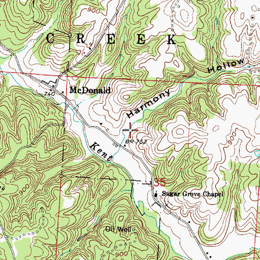 Topographic Map of Harmony Hollow, OH
