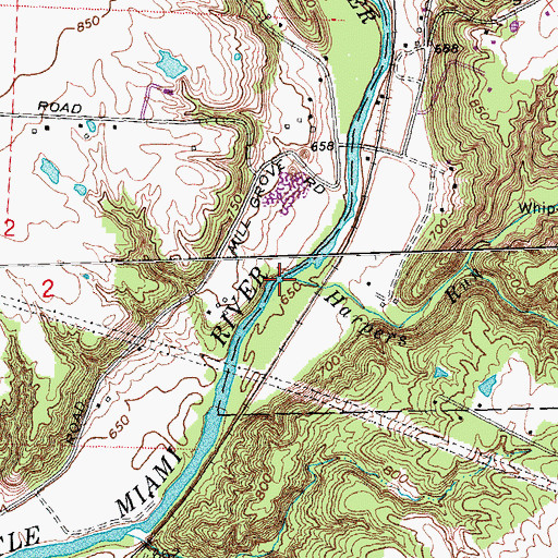 Topographic Map of Harpers Run, OH