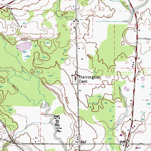 Topographic Map of Harrington Cemetery, OH