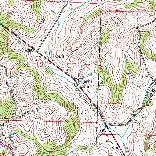 Topographic Map of Harris Cemetery, OH