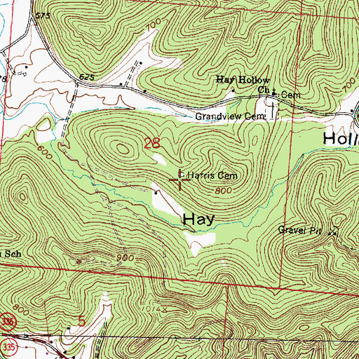 Topographic Map of Harris Cemetery, OH