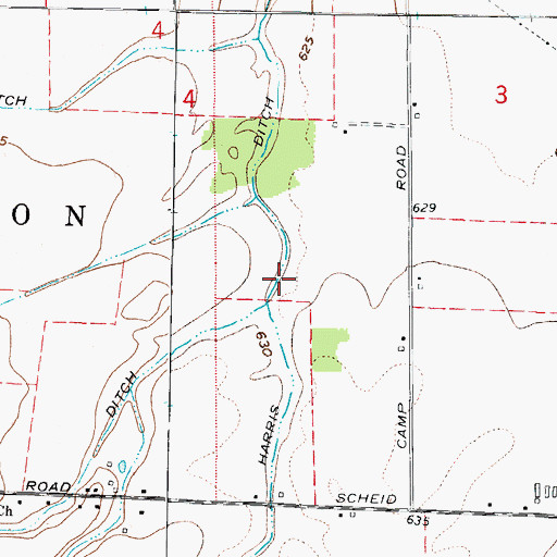 Topographic Map of Harris Ditch, OH