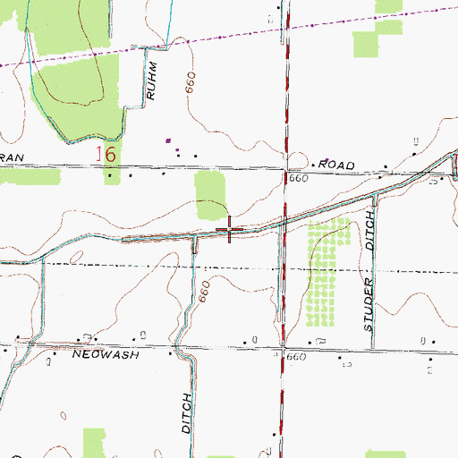 Topographic Map of Harris Ditch, OH