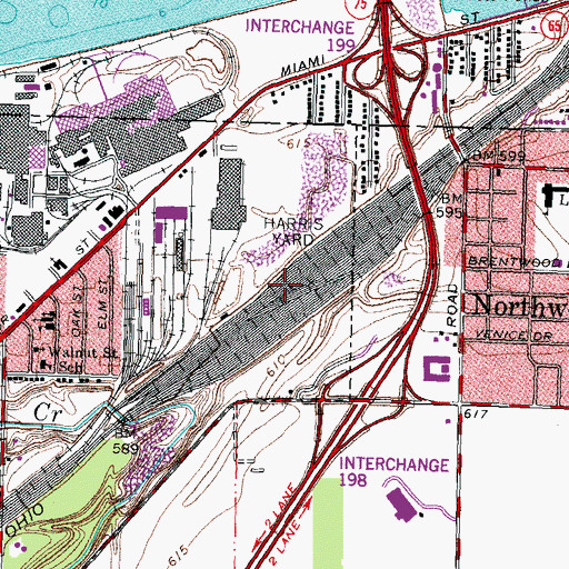 Topographic Map of Harris Yard, OH