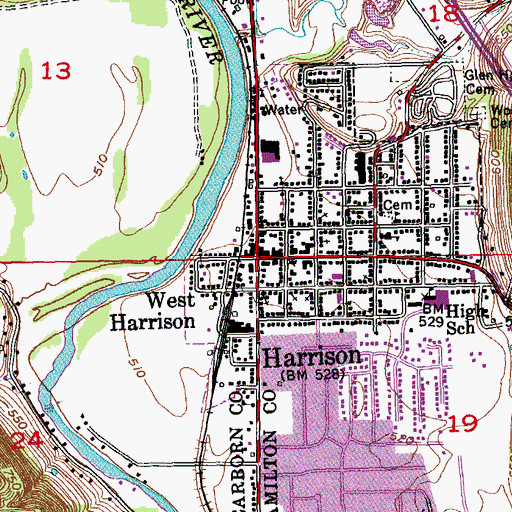 Topographic Map of Harrison, OH