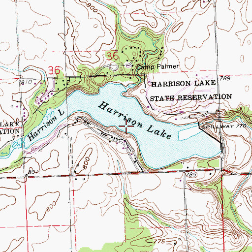 Topographic Map of Harrison Lake, OH