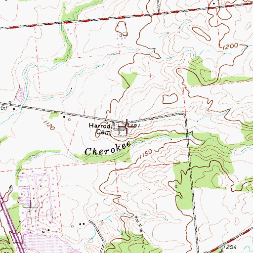 Topographic Map of Harrod Cemetery, OH