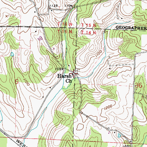 Topographic Map of Harsh Church, OH