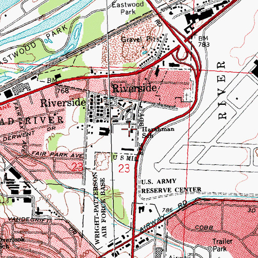 Topographic Map of Harshman School, OH