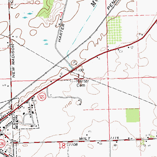 Topographic Map of Harter Cemetery, OH