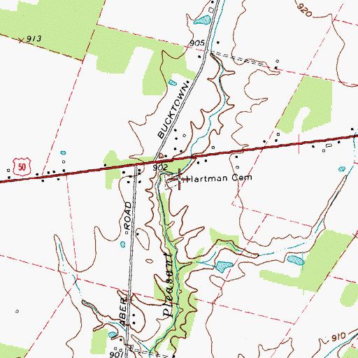 Topographic Map of Hartman Cemetery, OH