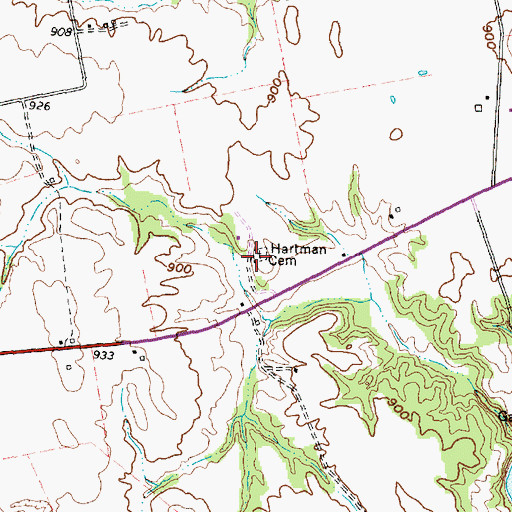 Topographic Map of Hartman Cemetery, OH