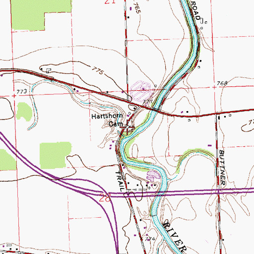 Topographic Map of Hartshorn Cemetery, OH
