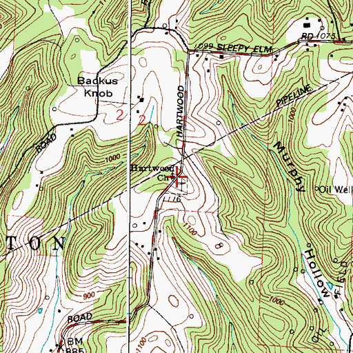 Topographic Map of Hartwood Church, OH