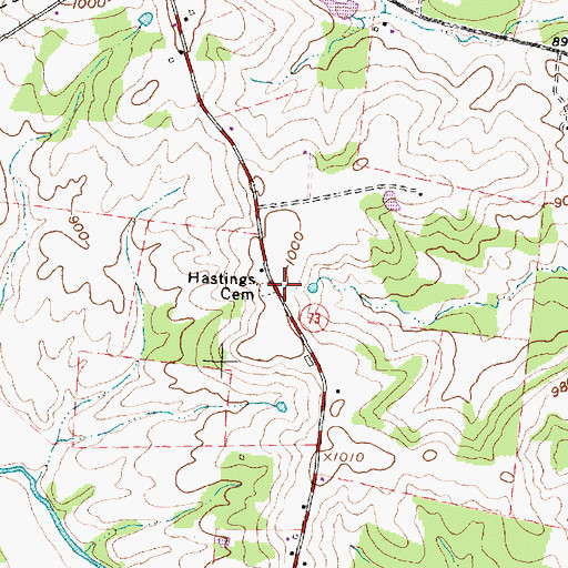 Topographic Map of Hastings Cemetery, OH