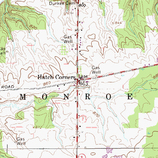 Topographic Map of Hatches Corners, OH